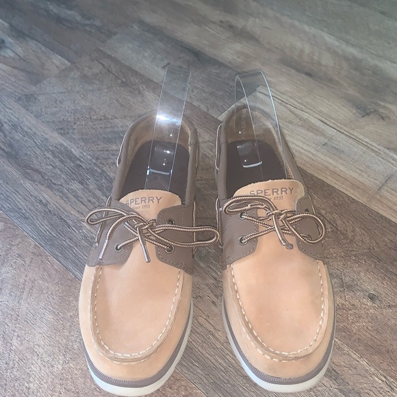 Sperry “Leeward” brown/tan leather boat shoes size 4.5M - Picture 2 of 4